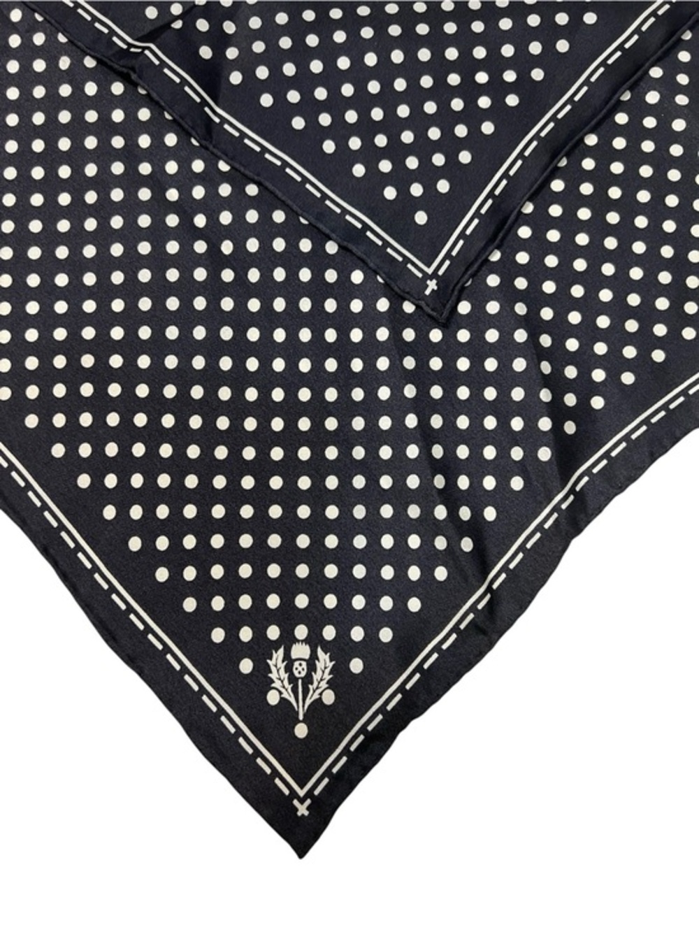 FRAAS NWT European Black & White 100% Silk Polka Dot Neck Scarf 20” Square